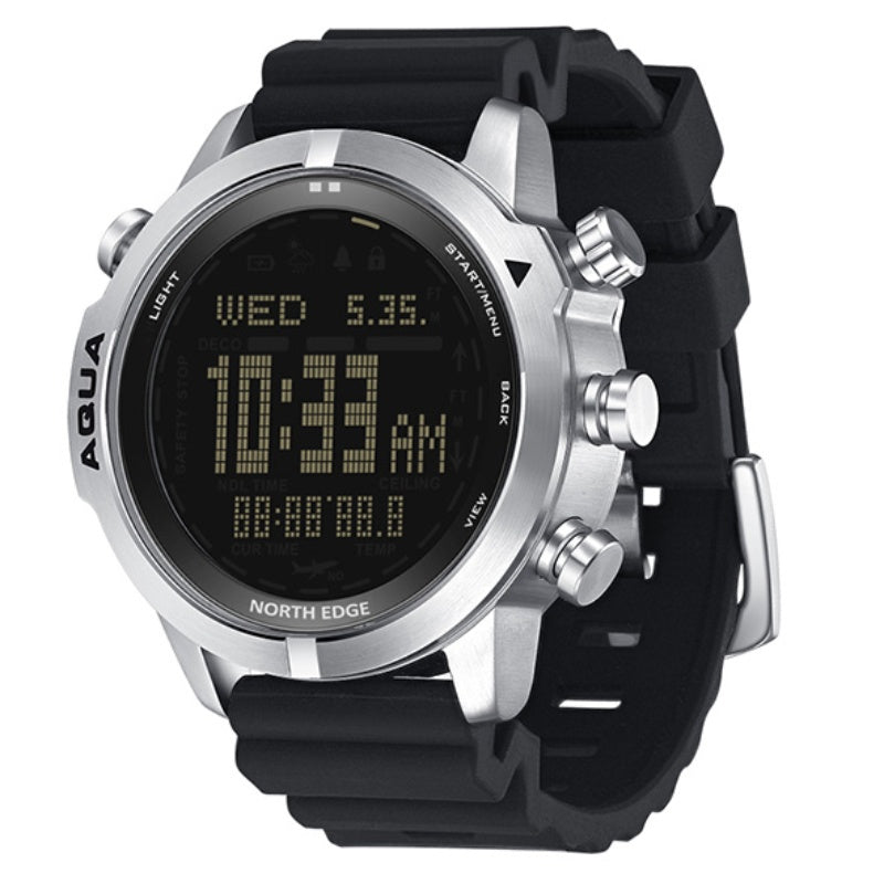 North Edge AQUA Black Silicone strap Side