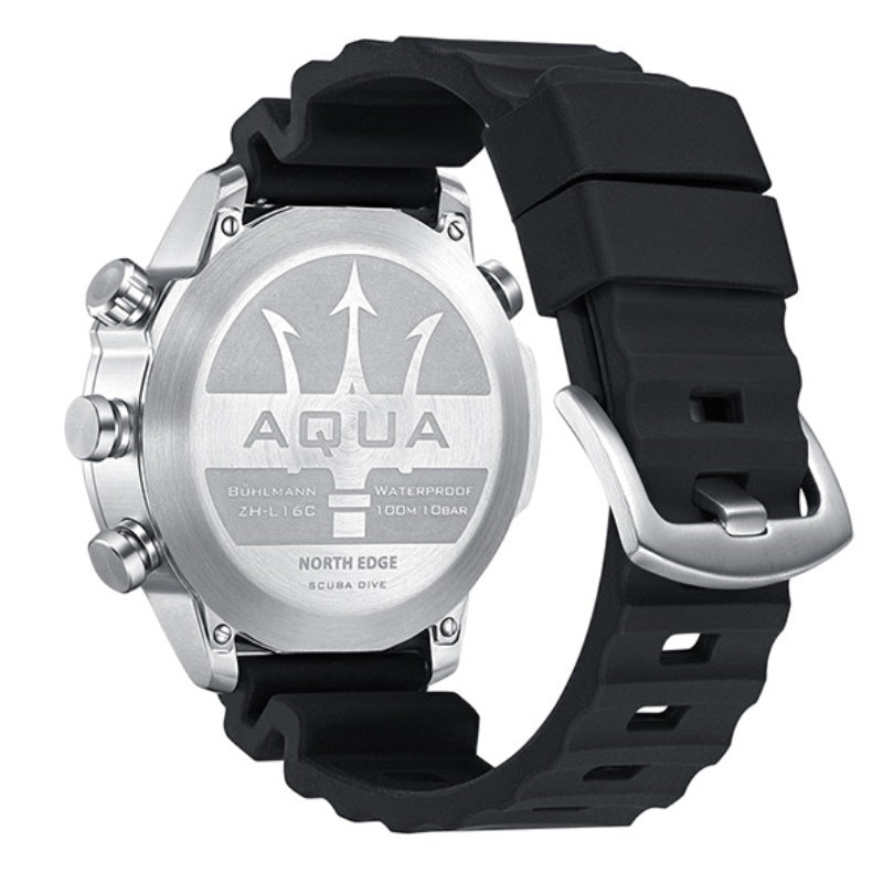 North Edge AQUA Silver Silicone strap Back