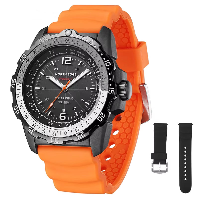 North Edge EVOQUE 2 Orange + Back Silicone Strap