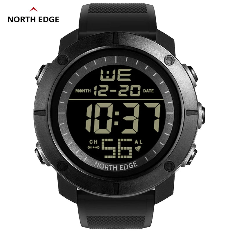 North Edge TANK Men's Digital Watch – Waterproof Adventure Companion with Multi-Functional Features