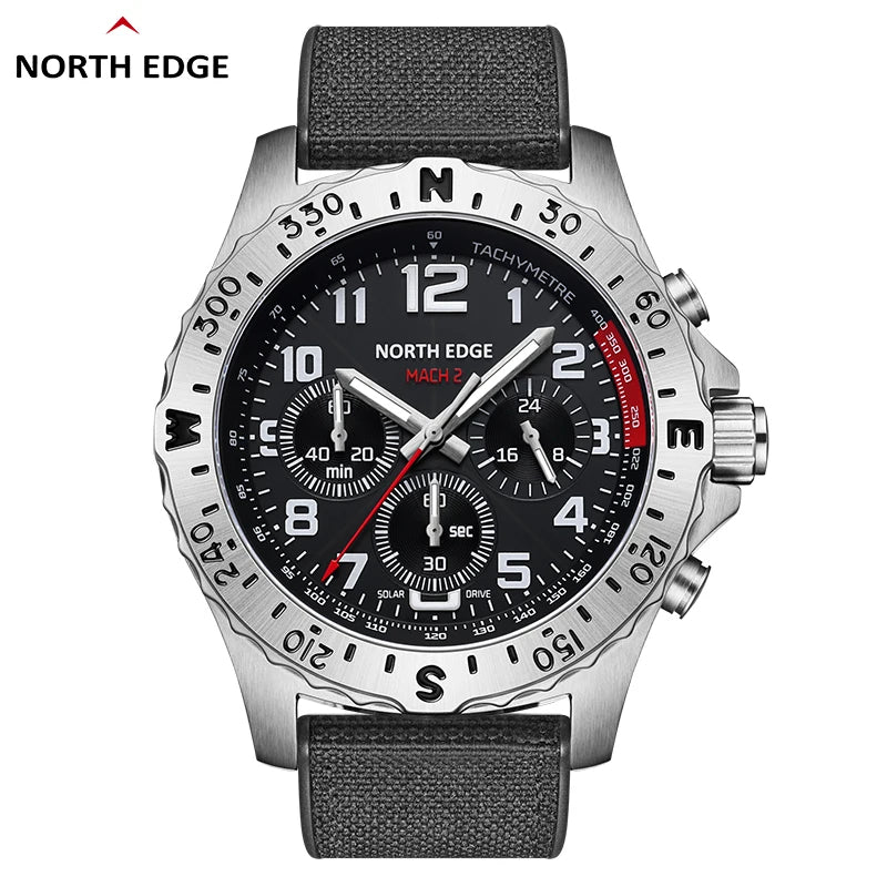 North Edge MACH 2 Men's Stainless Steel Quartz Watch | 50m Water Resistant | Comfortable Nylon Strap