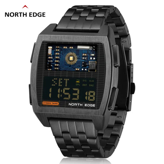 North Edge Cyber Tank Digital Watch for Men – Stylish Retro Design with Modern Technology