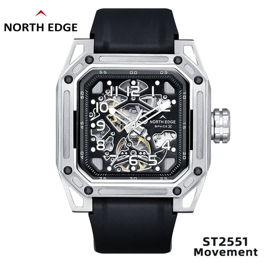 North Edge SPACE X Men's Mechanical Watch – Exquisite Skeleton Design & Durable Stainless Steel