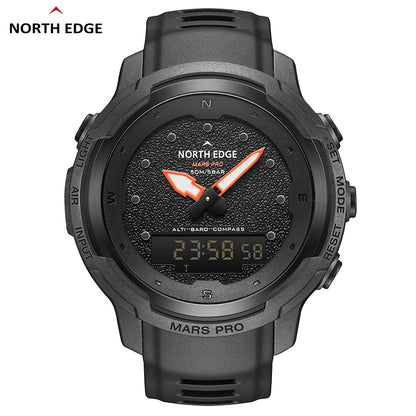 North Edge MARS PRO Men's Sports Watch - Military Carbon Fiber Case, Waterproof, Heart Rate Monitor