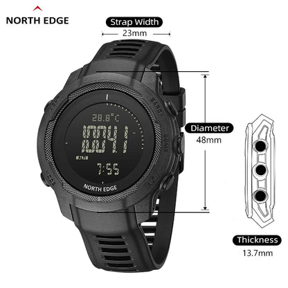 North Edge VERTICO Men's Carbon Fiber Sports Watch - 50m Water-Resistant & Multi-Functional