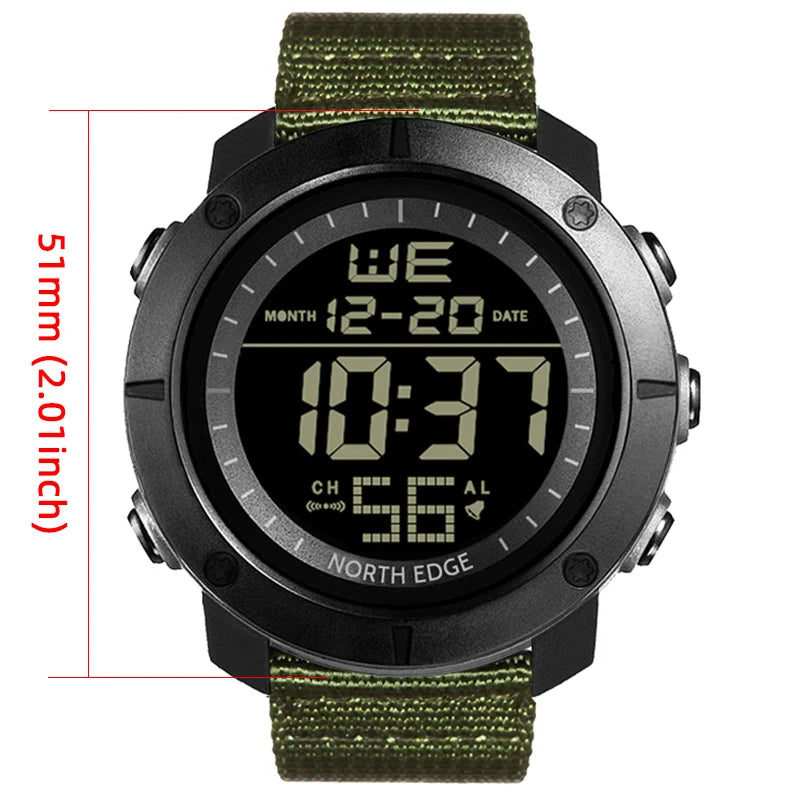 North Edge TANK Men's Digital Watch – Waterproof Adventure Companion with Multi-Functional Features