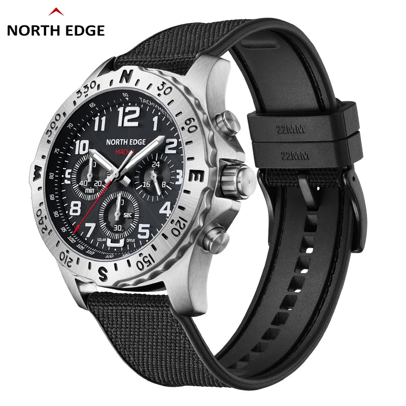 North Edge MACH 2 Men's Stainless Steel Quartz Watch | 50m Water Resistant | Comfortable Nylon Strap