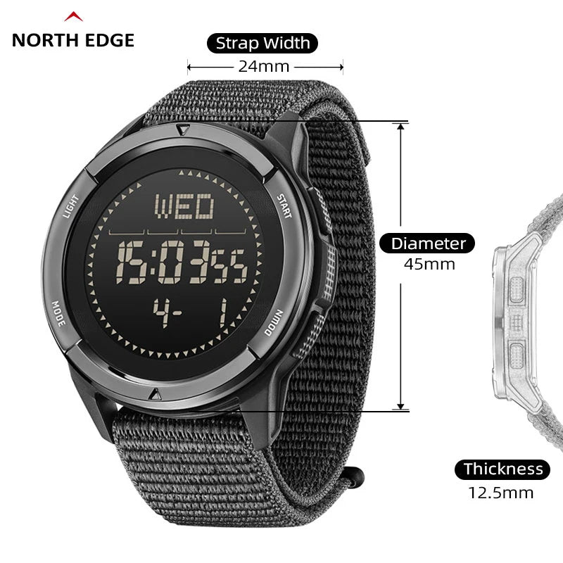 North Edge ALPS Men’s Carbon Fiber Digital Watch – High-Performance Shockproof and Waterproof Design