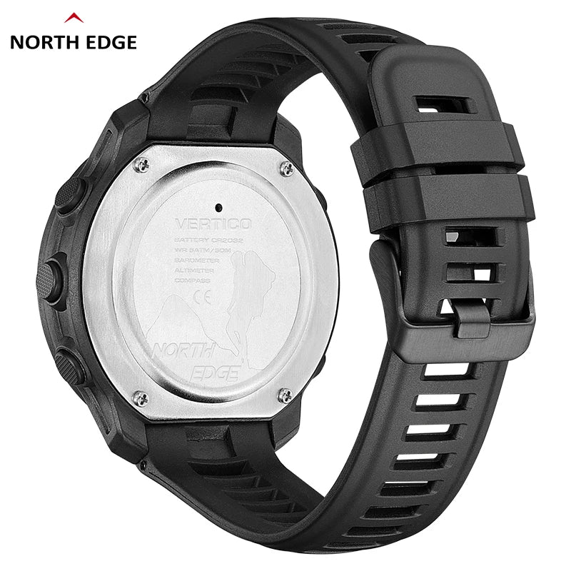 North Edge VERTICO Men's Carbon Fiber Sports Watch - 50m Water-Resistant & Multi-Functional