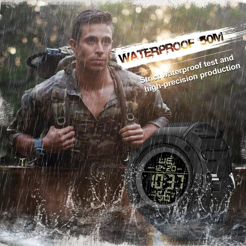 North Edge TANK Men's Digital Watch – Waterproof Adventure Companion with Multi-Functional Features