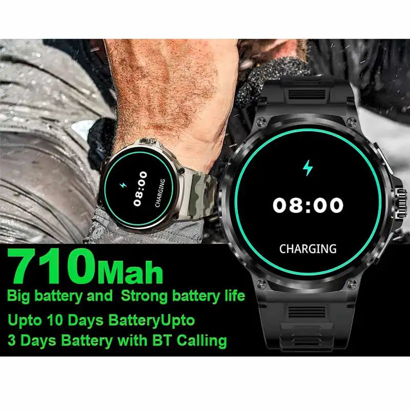 North Edge V69 Men's Fitness Smartwatch – Heart Rate Monitoring | 50m Waterproof | Health Tracker