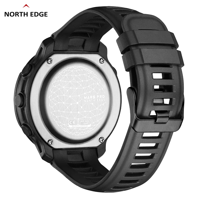 North Edge MARS PRO Men's Sports Watch - Military Carbon Fiber Case, Waterproof, Heart Rate Monitor