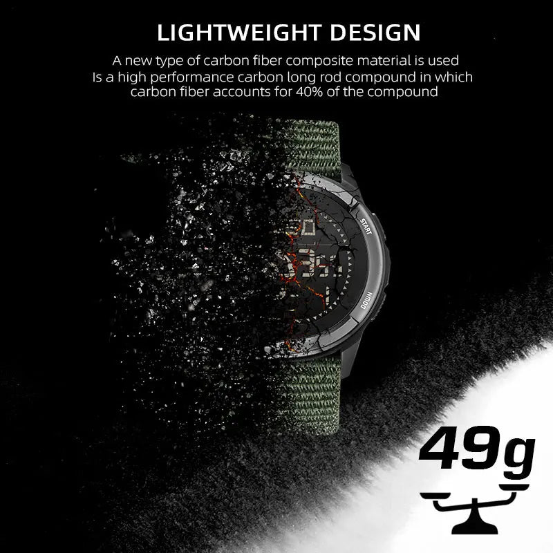 North Edge ALPS Men’s Carbon Fiber Digital Watch – High-Performance Shockproof and Waterproof Design