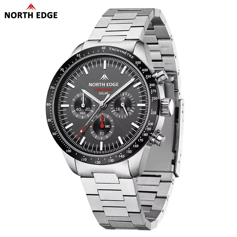 North Edge LONGWINGS Solar Sport Watch – Quartz, 5Bar Water Resistance & Luminous Hands