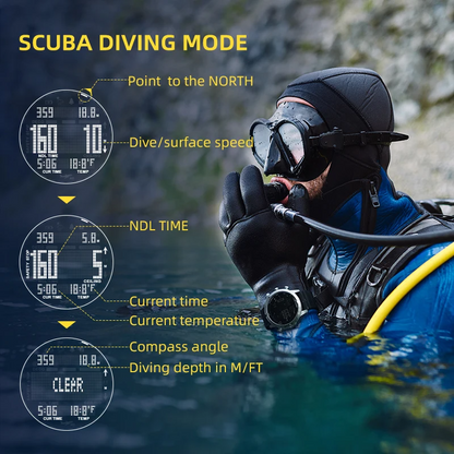 North Edge AQUA Diving Watch – Expert-Level 100M Waterproofing with Accurate Depth Measurement