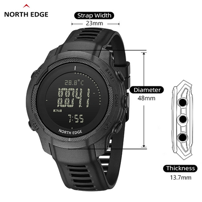 North Edge VERTICO Men's Multi-Function Carbon Fiber Sports Watch - 50m Water Resistant