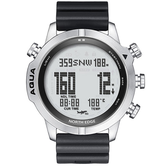 North Edge AQUA Silver Silicone strap Front