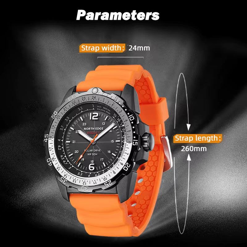 North Edge EVOQUE 2 Men's Outdoor Sports Watch—Solar-Powered