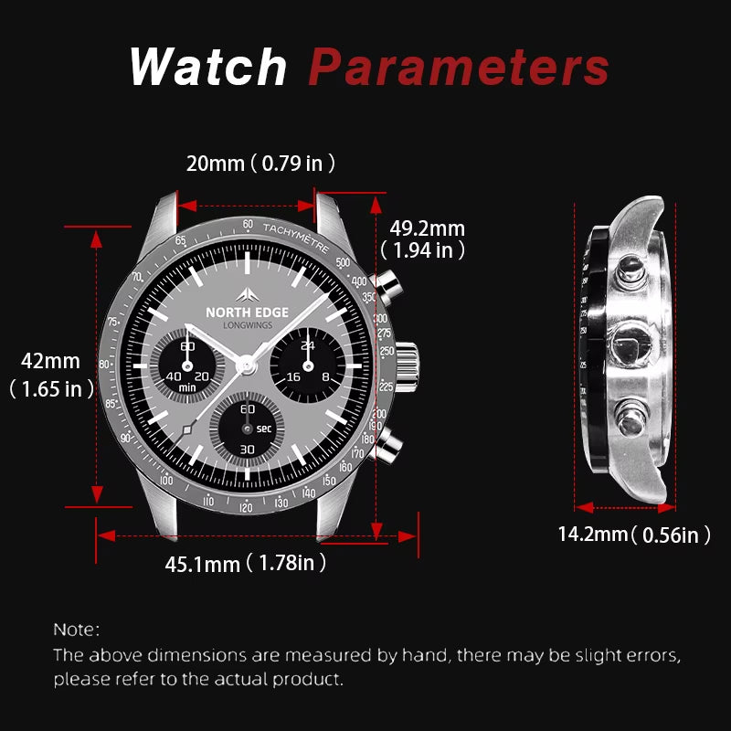 North Edge LONGWINGS Men's Solar Watch | Luminous · Waterproof