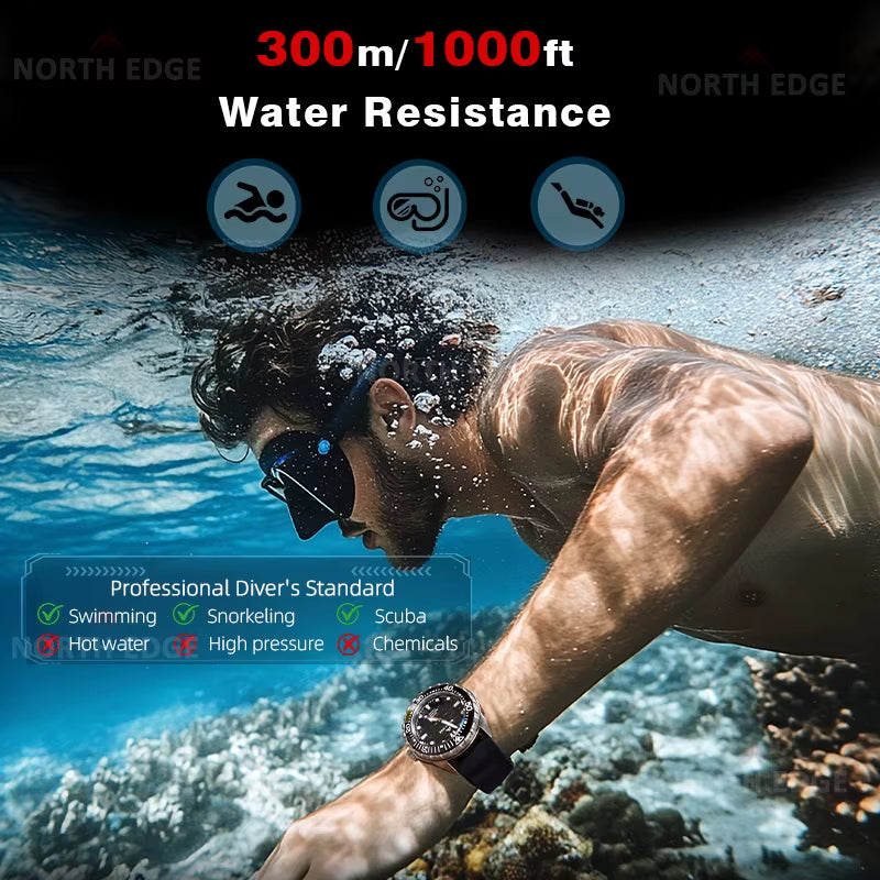 North Edge TRITON-TI Solar-Powered Dive Watch | 300m Water