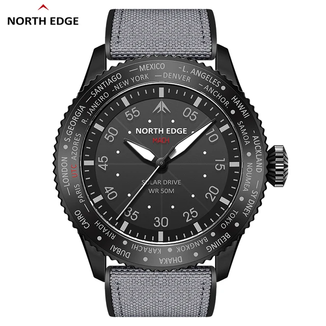 North Edge MACH 2024 Men's Solar Quartz Watch - Waterproof & Durable Design