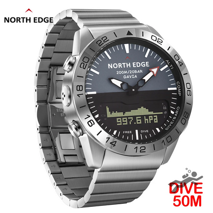 North Edge GAVIA 2 High-Performance Diving Watch – 200m Water Resistance with Heart Rate Monitoring