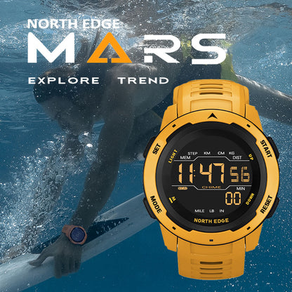 North Edge MARS Yellow - High-Performance Waterproof Sports Watch