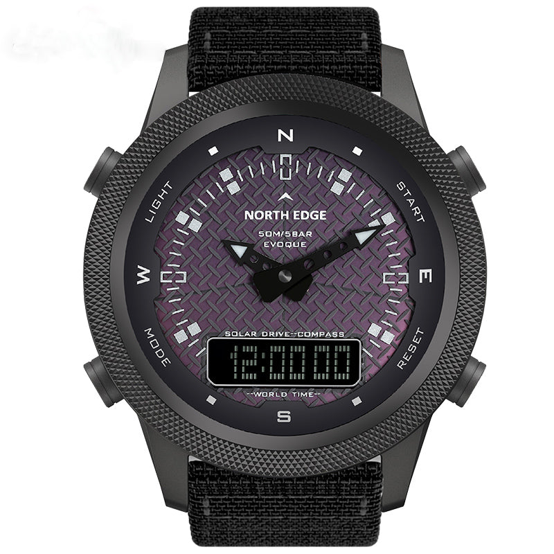 North Edge EVOQUE Solar-Powered Full Metal Smart Watch for Men with Built-In Compass