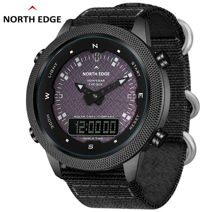 North Edge EVOQUE Solar-Powered Full Metal Smart Watch for Men with Built-In Compass